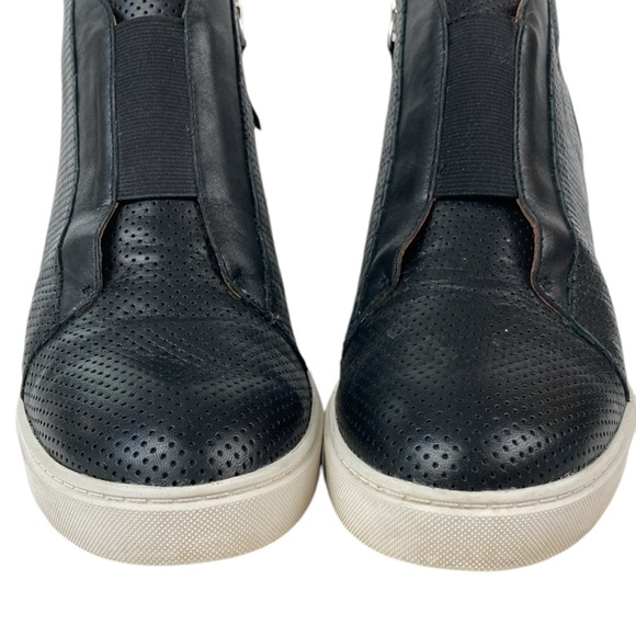 Linea Paolo Felicia Black Perforated Leather Wedge Sneaker, Size 8 - Picture 7 of 15